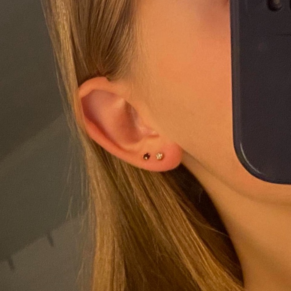 Gold stud earrings